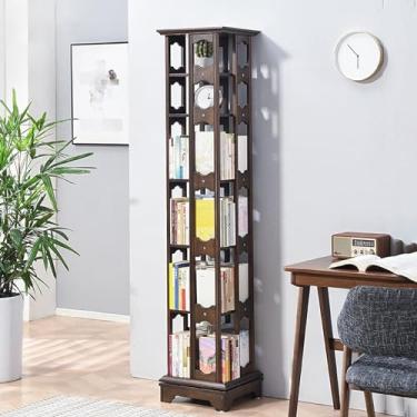 Imagem de FTOQWZXV Estante rotativa 360, estante rotativa de várias camadas, torre de estante giratória, para quarto/sala de estar/escritório em casa/cozinha, cor nogueira ()