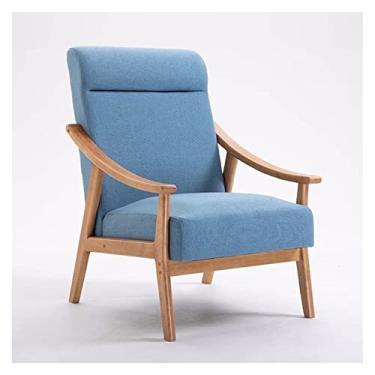 Imagem de UISLA Braço para sala de estar, armação de madeira moderna de meados do século para sala de estar, confortável para quarto, moldura de madeira acolchoada lateral fácil de montar