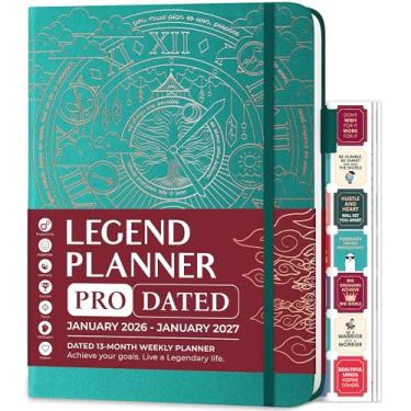 Imagem de Legend Planner PRO datado de janeiro de 2026 a janeiro de 2027 - Organizador semanal e diário de luxo com horários. Diário de agendamentos para trabalho e gerenciamento de tempo, capa dura A4 (verde