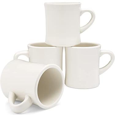 Imagem de COLETTI Canecas de café Diner — canecas de café de restaurante, caneca de café retrô – Caneca de jantar resistente e pesada – Nostalgia em cada gole [creme, 325 ml, conjunto de 4]