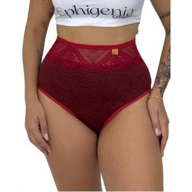Imagem de Calcinha Suplex Cós Alto Renda Lingerie Conforto Charmosa Elegante Fem