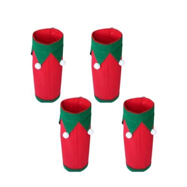 Imagem de Zxpjkyu Conjunto de 4 Caneleiras Decorativas em Formato de Cavalo, Feitas de Poliéster, com Estampa Natalina de Cavalo. Quentes, Respiráveis ​​e Fáceis de Col, Vermelho