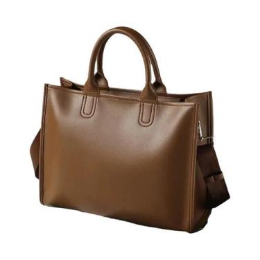 Imagem de Bolsa De Ombro Feminina De Couro PU De Grande Capacidade, Bolsa De Mão