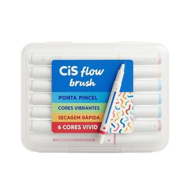 Imagem de Marcador Criativo Flow 2 Pontas Cis 6 Cores Vivid