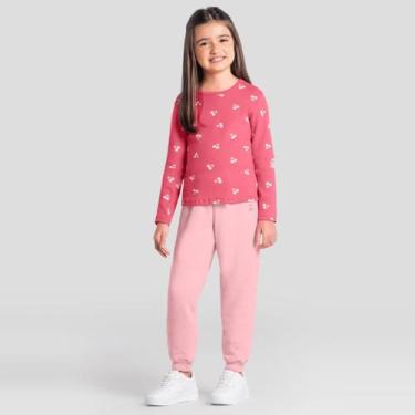 Imagem de Calça jogger infantil menina em moletinho Brandili, 4, Rosa