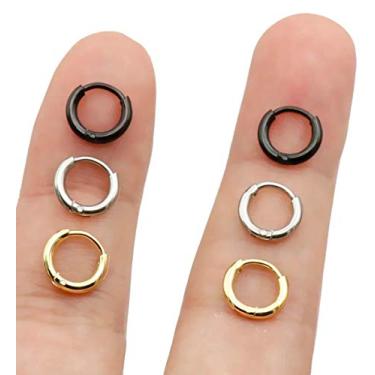 Imagem de EACHLP Brincos de argola unissex de aço cirúrgico banhado a ouro real 18 K, anel de septo, anel de hélice de daith, anel de lábio, anel de mamilo, anel confortável e piercing corporal, Metal, Não aplicável,