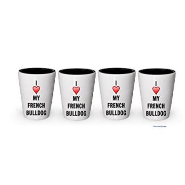 Imagem de I love my French Bulldog Shot Glass - Presentes para amantes de buldogue francês (4)