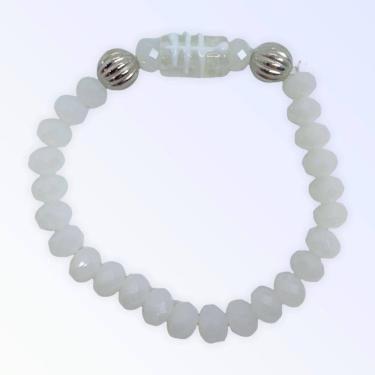 Imagem de Pulseira Oxalá Firma Branca Cristal e Silicone