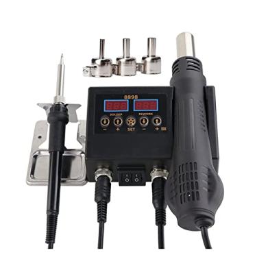 Imagem de Estação de solda 2 em 1 750W 8898 Kit de estação de solda de retrabalho com display digital Ferro de solda Ferramentas de solda para reparo de ar quente (cor: conjunto-1)