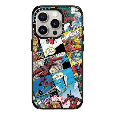 Imagem de CASETiFY Capa Impact para iPhone 15 Pro [Deadpool & Wolverine Co-Lab / Proteção contra quedas de 2 metros/Magsafe] - Capa de colagem cômica - Preto transparente