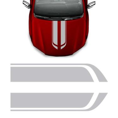Imagem de Adesivo Do Capô Faixa Carro Tuning Sport Personalizado Prata - SPORTIN