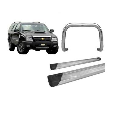Imagem de Kit Quebra Mato Estribo Plataforma Cromado Para Blazer - HOZZ