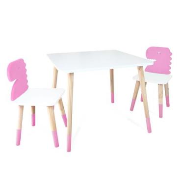 Imagem de Kit Mesa e 2 Cadeiras Infantil Dinossauro - Eita Casa Perfeita, Rosa