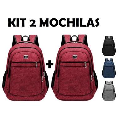 Imagem de Kit 2 Mochila Bolsa Viagem Trabalho Coreana Premium Escolar Mala Mascu