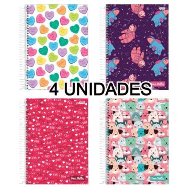 Imagem de Kit 4 Cadernos Espiral 80 Folhas Universitário Capa Dura Stella - Mate