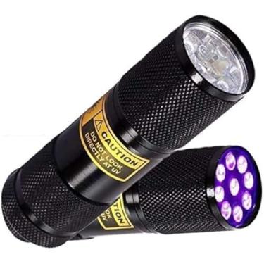 Imagem de Pacote com 2 unidades de olhos brilhantes – Melhor luz preta – Melhor detector de manchas de urina UV para animais de estimação – Revelador de piolhos ou percevejos de cama (alumínio, 9 LED)