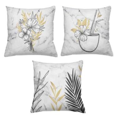 Imagem de Kit 3 Almofadas Decorativas Cheias 40 x 40 Hibisco - Deluzz