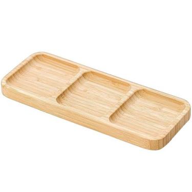Imagem de Petisqueira 3 Divisórias Bandeja de Bambu Plasvale 25,5x10cm Travessa 
