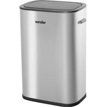 Imagem de Lixeira Inox Retangular com Sensor de Abertura 55 Litros Cinza Vonder