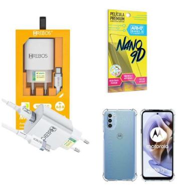 Imagem de Kit Carregador Turbo + Capinha Motorola G31 + Película 9D - HRebos