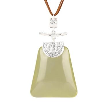 Imagem de Bjesinmo Colar grande com pingente feminino boho longo, colar de couro grosso, gargantilha hippie, joia boho exclusiva, Couro sintético, Sem Pedra Preciosa