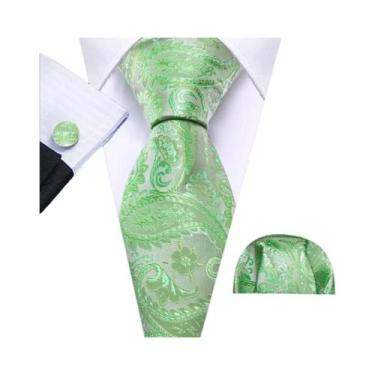 Imagem de Conjunto de Gravata e Abutões Masculinos - Verde Menta, Cerceta, Oliva