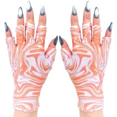 Imagem de ManiGlovz - As luvas protetoras originais FPS 50+ UV/LED para manicure em gel, proteção solar sem dedos, proteção contra o sol e lâmpada de unhas - Tangerina Twirl