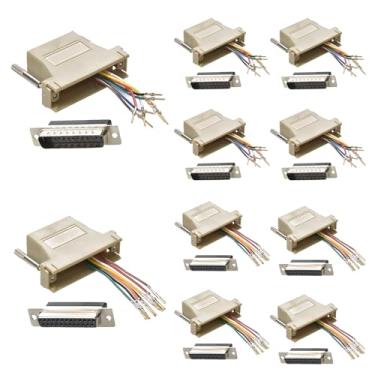 Imagem de Willwewon Adaptador modular DB25 10 peças, DB25 macho fêmea para RJ45 Ethernet LAN Extend conversor modular (5 peças macho + 5 peças fêmea)