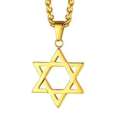 Imagem de FaithHeart Magen David Star Colar, Aço Inoxidável Estrela de Davi Joia Judaica para Homens Mulheres, O Selo de Solomon Talisman Colares com Pingente de Hexagrama de Tantrismo (Enviar