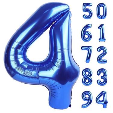Imagem de Balão Número 4 Azul Marinho (40cm) - Ideal para Decoração de Festa