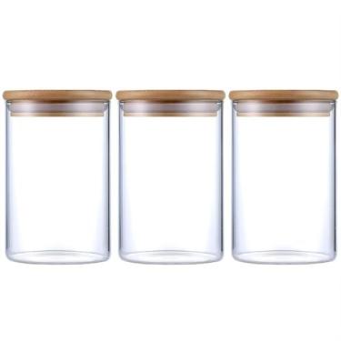 Imagem de Kit 3 Potes Herméticos Vidro Tampa Bambu 15 x 10 cm 950ml - Yaay