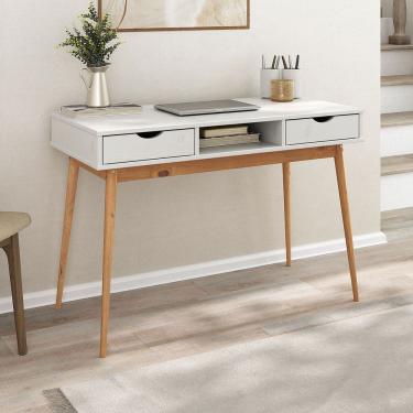 Imagem de Escrivaninha Funcional Pés Palito Nicho Organizador Branco Freijó Stefano