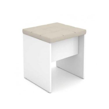 Imagem de Banqueta Banquinho para Penteadeira Estofada Versátil Moderna Branca Anita Mirarack