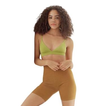 Imagem de Organic Basics Sutiã feminino triângulo sem fio com véu de toque macio, Verde Matcha, XGG