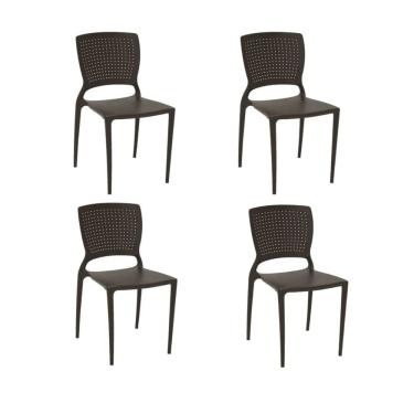Imagem de Kit 4 Cadeiras Safira Marrom Tramontina 92048/109