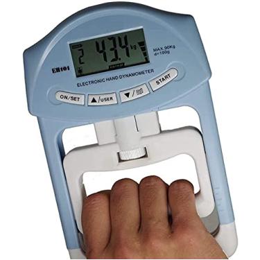 Imagem de Medição de força de aderência, dinamômetro digital de mão, medidor de força de aderência, captura automática, potência de aderência eletrônica, 90 kg (azul)