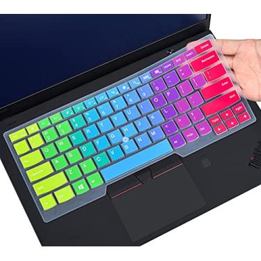 Imagem de Capa de teclado para Lenovo Thinkpad T14 Gen 2, E14 Gen 4/3/2, T14s Gen 2/1, L14 Gen 2, Thinkpad T490 T495 T480 T480S T470 T460(S) T460p, X1 Carbon 5ª/6ª /7 (2) 019-2017) - Arco-íris