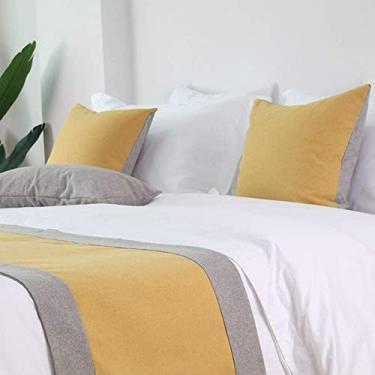 Imagem de HSTANGKY Cachecol de corredor de cama de hotel king size decoração de cama cachecol corredor de mesa lenço de cama colcha protetor moderno mantas de cama para o pé da cama