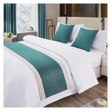 Imagem de Cama Runner Hotel Decor Algodão Linho Mistura Mantas de Cama para Pés da Cama Quarto Protetor de Colcha Macia Roupa de Cama Decorativa Sem Desvanecimento Toalha de Cama Verde||180 * 50 cm