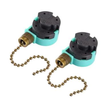 Imagem de Ioensy Interruptor de puxar para ventilador de teto, 2 peças, substituição com corrente de contas, 2 fios, ventiladores de teto liga/desliga Ze-268S6, Corrente de Puxar de Bronze