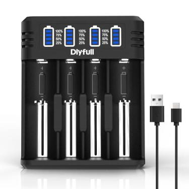 Imagem de Dlyfull Carregador de bateria 18650, carregador universal rápido para 3,7 V Li-ion IMR INR ICR 21700 10340 17335 17670 18500 18700 20700 26650 e 1,2 V Ni-MH/CD AAAA AAA AA A C SC baterias