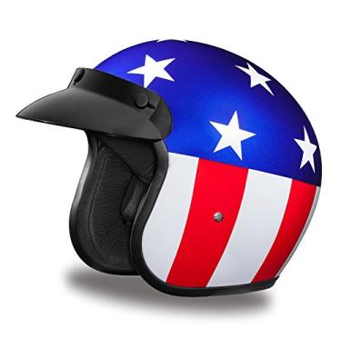 Imagem de Capacete Daytona Capacetes para motocicleta Cara Aberta Cruiser - Capitão América 100% aprovado pelo DOTDaytona Helmets "Leading The Way In Quality Headgear" XX-Large DC6-CA-2XL