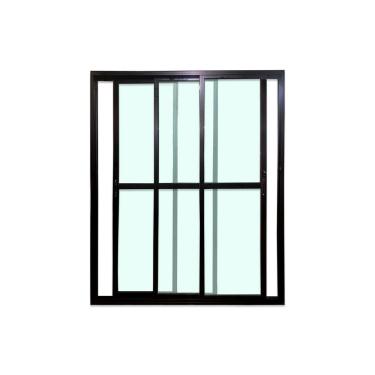 Imagem de Porta Balcão 3 Folhas Vidro 210x140 Preto Linha 25