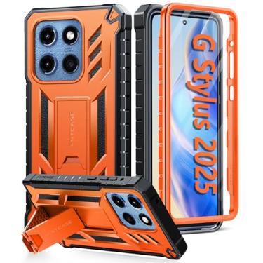 Imagem de FNTCASE Capa para Motorola Moto G-Stylus-5G-2025: capa móvel de proteção à prova de quedas de grau militar com suporte | Capa TPU resistente à prova de choque texturizada fosca para Moto G Stylus 2025