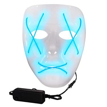 Imagem de Máscara de purga azul iluminada de LED para festa à fantasia de Halloween - brilha no escuro