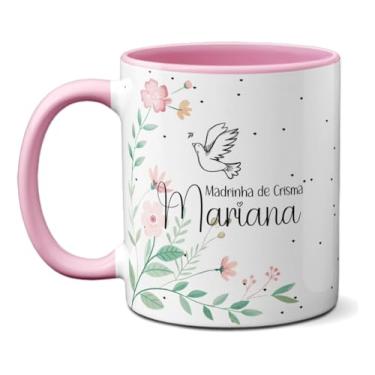 Imagem de Caneca Convite Madrinha de Crisma Personalizada COM Nome (Rosa)