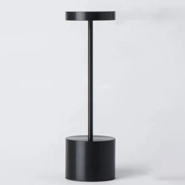 Imagem de Luminária de mesa sem fio, bateria recarregável de 6000 mAh, estrutura de alumínio de metal, USB, alimentada por LED, luz noturna de 2 níveis de brilho para restaurantes, bares, jardim, pátio, quarto ao ar livre (preto)