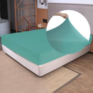 Imagem de Lençol com elástico N&Y HOME King Size Aqua 4-Way Stretch Jersey Knit
