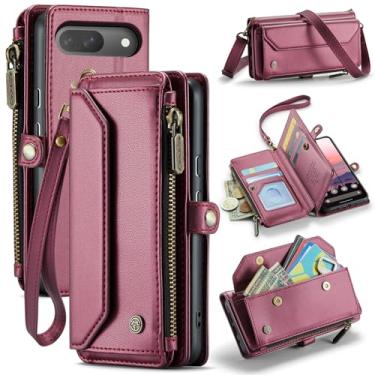 Imagem de Dteck Capa carteira flip para Google Pixel 10/10 Pro (2025, 6,3 polegadas) com alça de pulso/alça de ombro transversal, 7 compartimentos para cartão, 2 bolsos, bloqueio RFID, capa protetora de couro