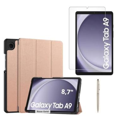 Imagem de Capa Flip Comp Tab Galaxy A9 X110 X115 8.7 + Película Vidro (Rose Gold)